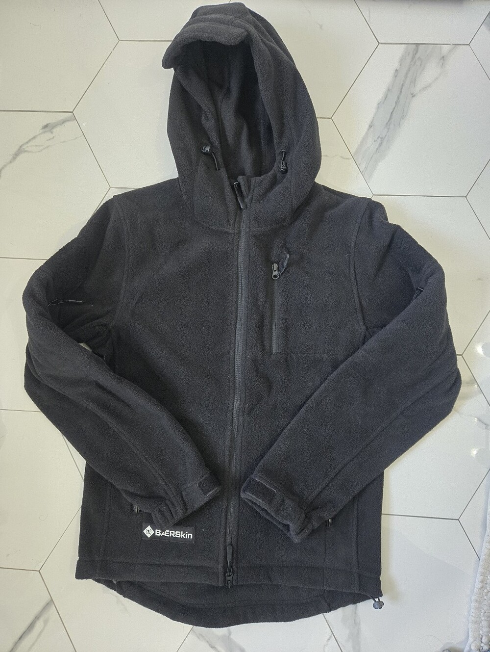 Men's Black Baerskin Full‑Zip Hooded Fleece Jacket